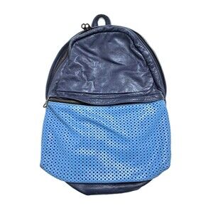 Jas-M.B. London Leather Backpack Blue Perforated England Bag Travel School